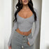 Sexy T-shirt Women Autumn New Solid Corset V-Neck Long Sleeves Crop Top Asymmetrical Fashion Streetwear Casual T-shirts Female